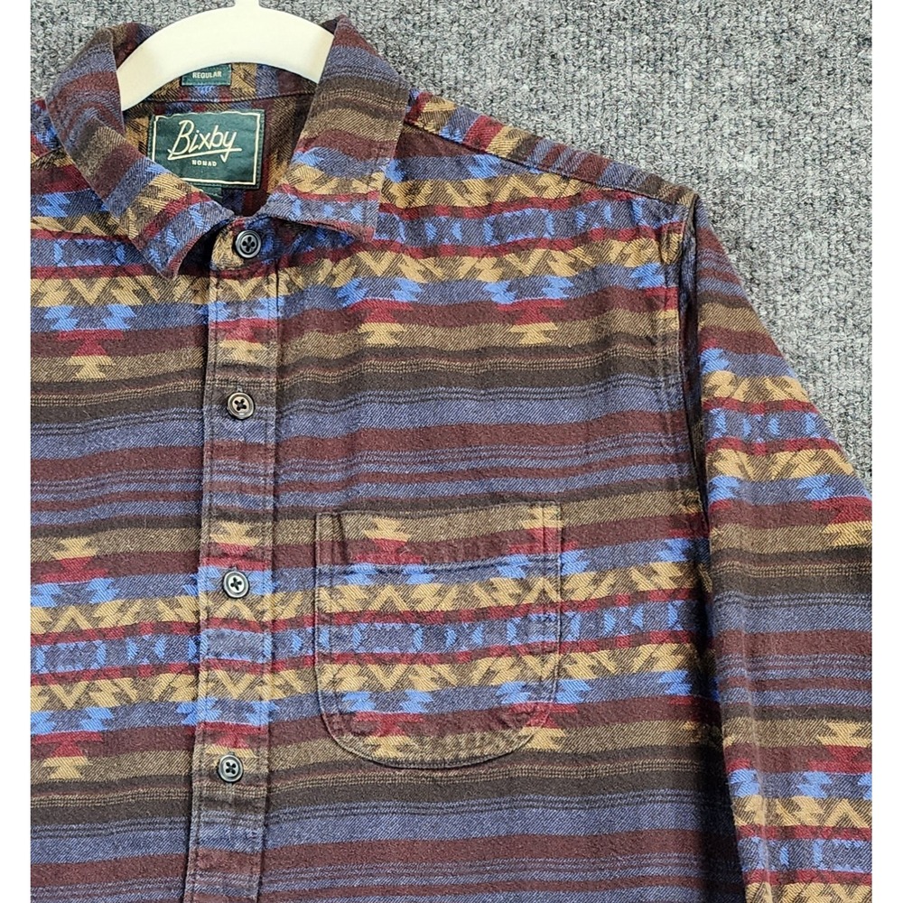 Bixby Nomad‎ Mens Southwestern Aztec Boho Ranchwear Flannel Shirt Size M